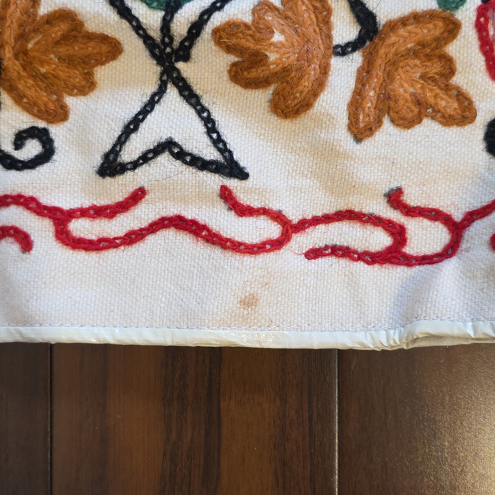 Hand-Embroidered Floral Tote with Bamboo Handles - Cream & Multicolor - Picture 3 of 3